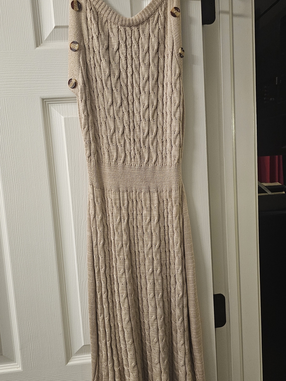 Beige Cable Knit Sleeveless Maxi Dress